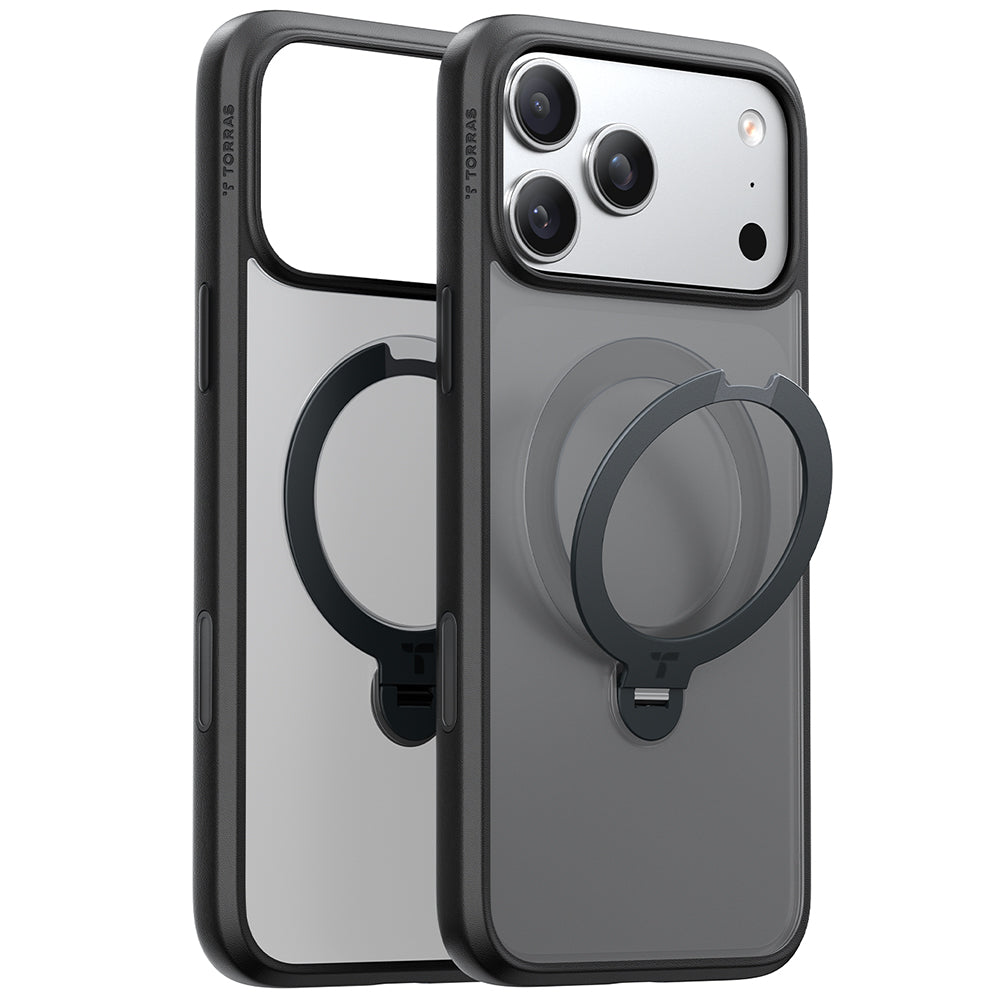 Coque MagSafe pour Apple iPhone 17 Pro, Torras, Ostand Spin, Noire