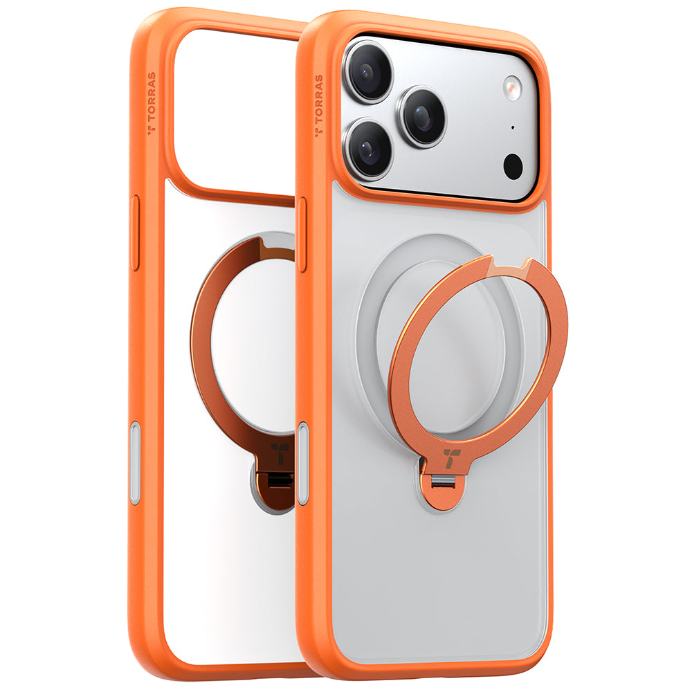 Coque MagSafe pour Apple iPhone 17 Pro, Torras, Ostand Spin, Orange