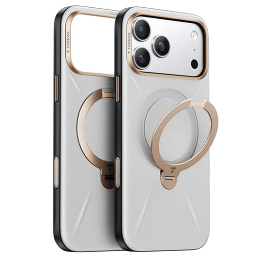 MagSafe hoesje voor Apple iPhone 17 Pro, Torras, QPRO Leather, Grijs