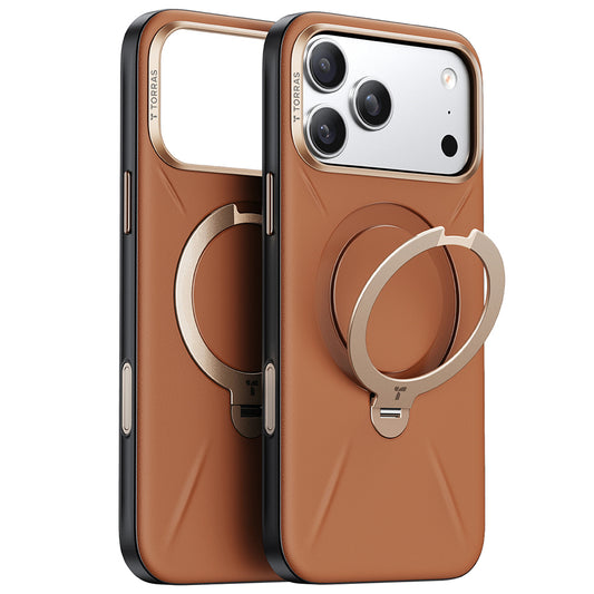 MagSafe hoesje voor Apple iPhone 17 Pro, Torras, QPRO Leather, Bruin