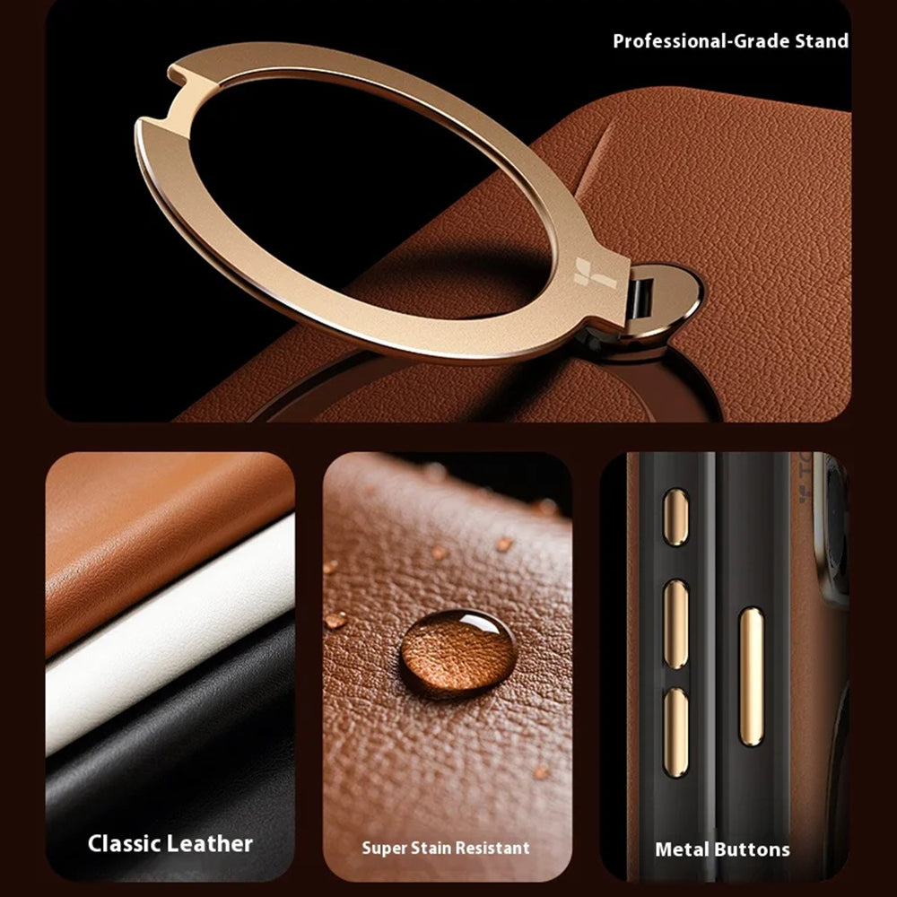 MagSafe hoesje voor Apple iPhone 17 Pro, Torras, QPRO Leather, Bruin