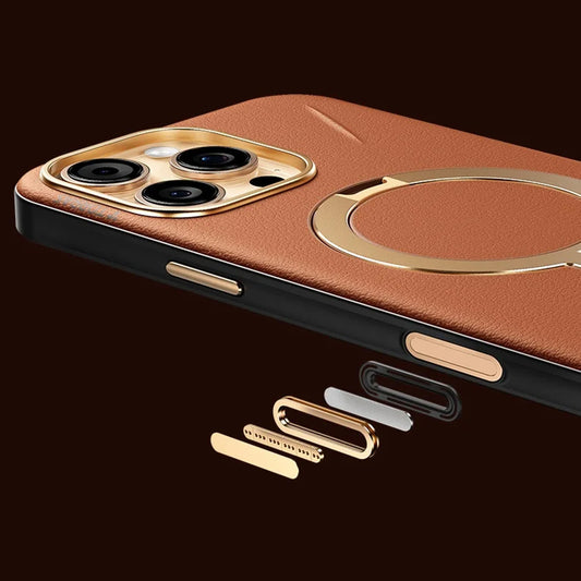 MagSafe hoesje voor Apple iPhone 17 Pro, Torras, QPRO Leather, Bruin