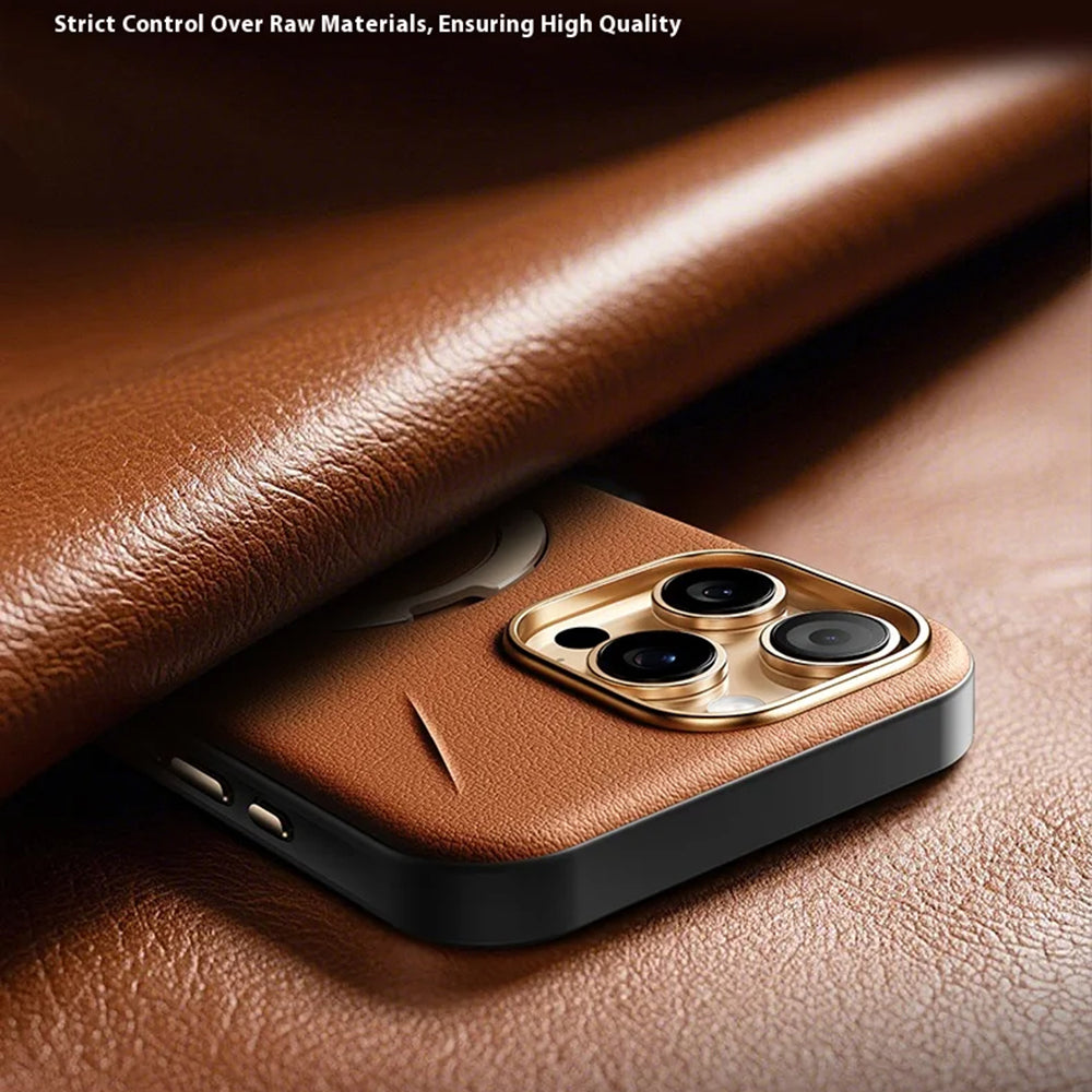 MagSafe hoesje voor Apple iPhone 17 Pro, Torras, QPRO Leather, Bruin