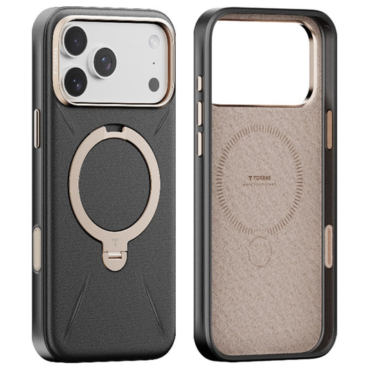 MagSafe hoesje voor Apple iPhone 17 Pro, Torras, QPRO Leather, Zwart