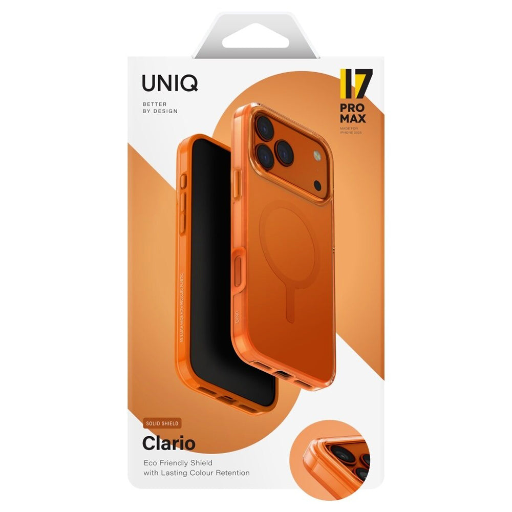 Coque MagSafe pour Apple iPhone 17 Pro, UNIQ, Clario MagClick, Orange