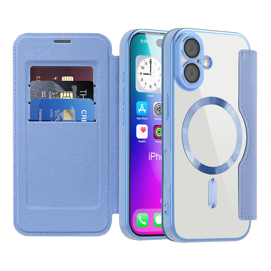 Étui MagSafe pour Apple iPhone 17, Techsuit, SmartMag Book, Bleu
