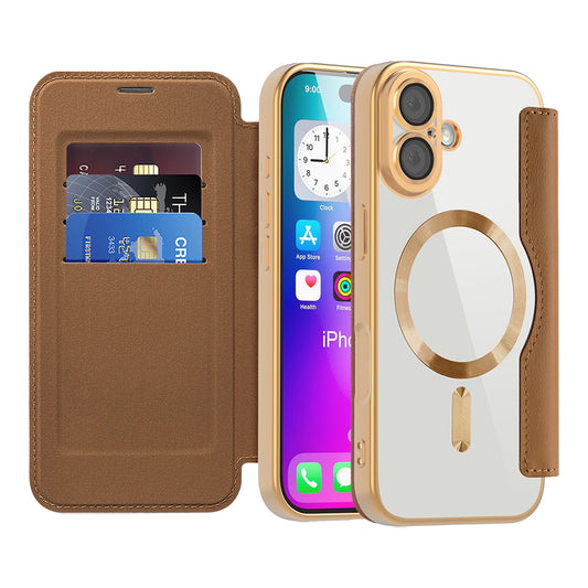 Étui MagSafe pour Apple iPhone 17, Techsuit, SmartMag Book, Marron