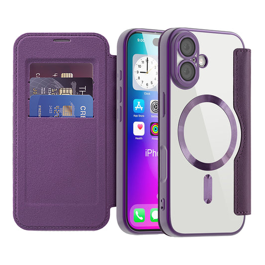 Étui MagSafe pour Apple iPhone 17, Techsuit, SmartMag Book, Violet