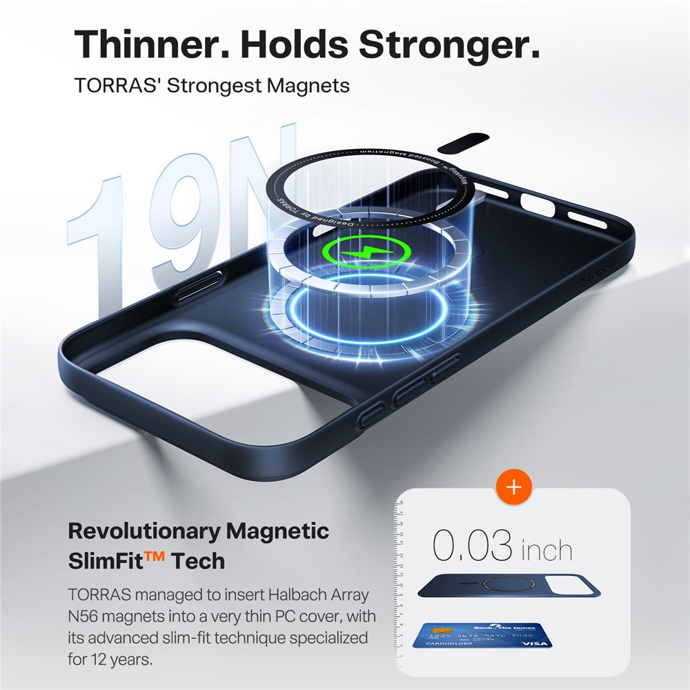 MagSafe hoes voor Apple iPhone 17, Torras, SlimFit, Zwart