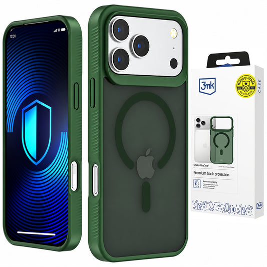 Coque MagSafe pour Apple iPhone 18 Pro / 17 Pro, 3MK, Smoke MagCase, verte