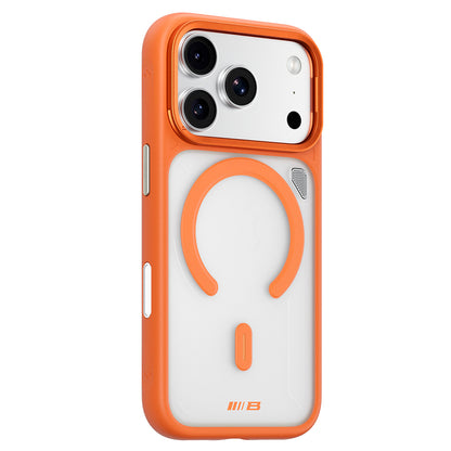 Coque MagSafe pour Apple iPhone 18 Pro / 17 Pro, Blueo, support dissipateur de chaleur, orange transparent satiné