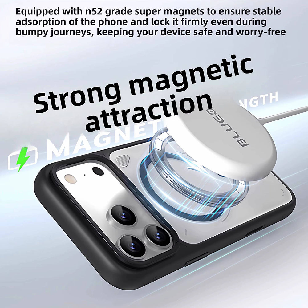 Coque MagSafe pour Apple iPhone 18 Pro / 17 Pro, Blueo, support dissipateur de chaleur, orange transparent satiné