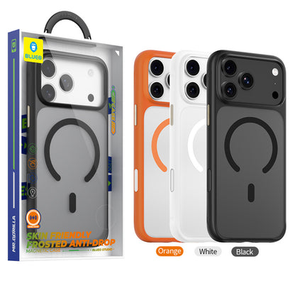 MagSafe-Hülle für Apple iPhone 18 Pro / 17 Pro, Blueo, hautfreundlich und stoßfest, satiniertes Burgunderrot