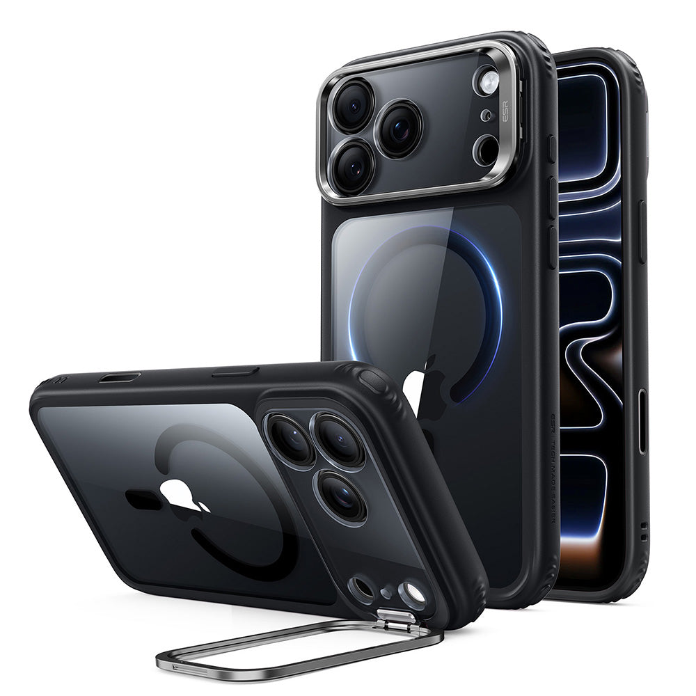 Coque MagSafe pour Apple iPhone 18 Pro / 17 Pro, ESR, Classic Hybrid Kickstand, Noire Transparente