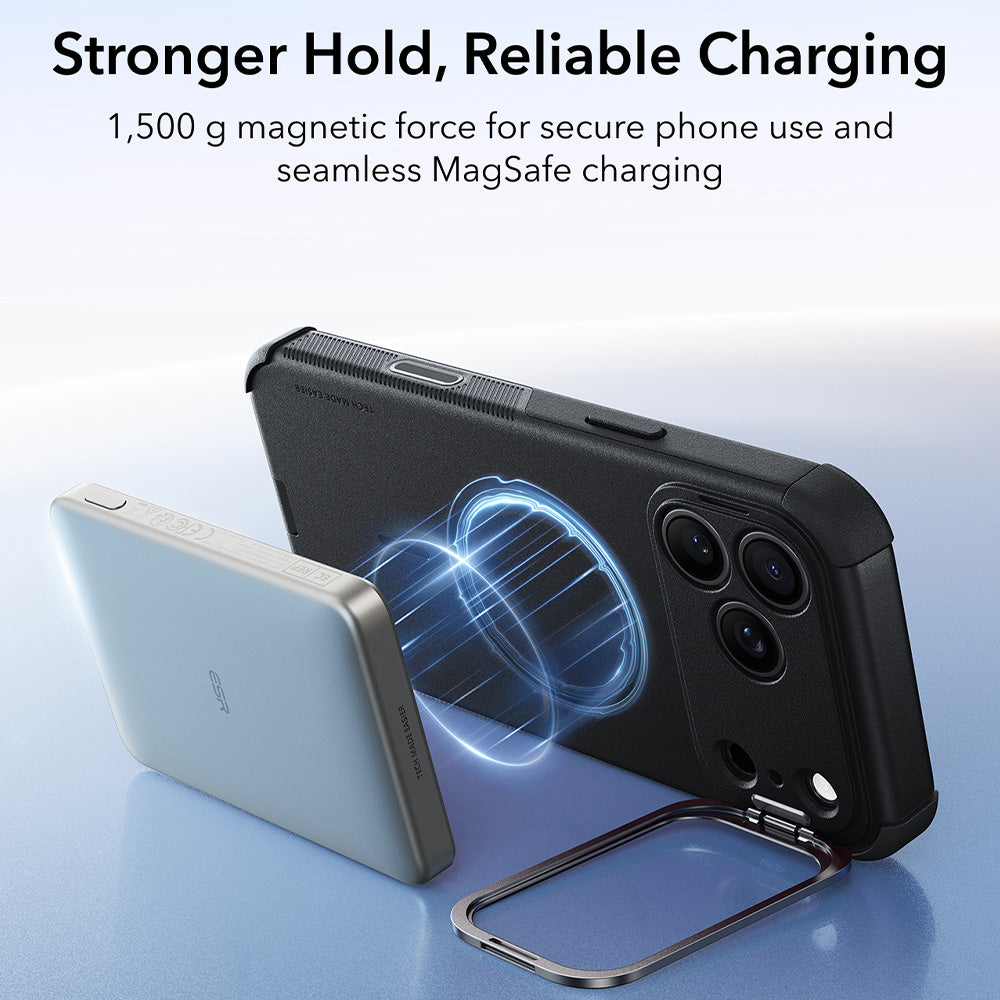 Coque MagSafe pour Apple iPhone 18 Pro / 17 Pro, ESR, Cyber Armor Kickstand, Noire