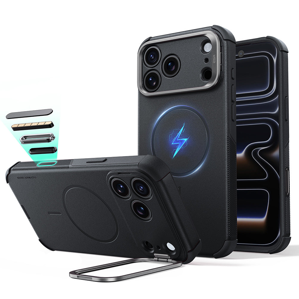 Coque MagSafe pour Apple iPhone 18 Pro / 17 Pro, ESR, Cyber Armor Kickstand, Noire