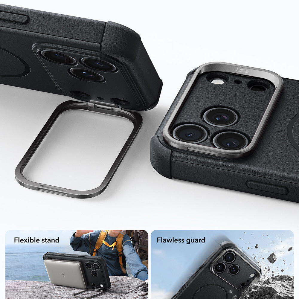 Coque MagSafe pour Apple iPhone 18 Pro / 17 Pro, ESR, Cyber Armor Kickstand, Noire