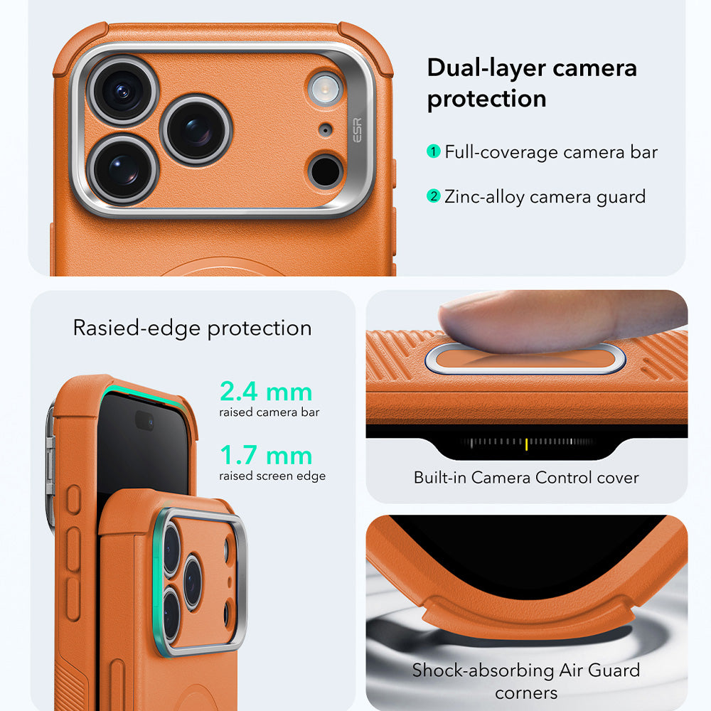 MagSafe-hoes voor Apple iPhone 18 Pro / 17 Pro, ESR, Cyber Armor Kickstand, Oranje