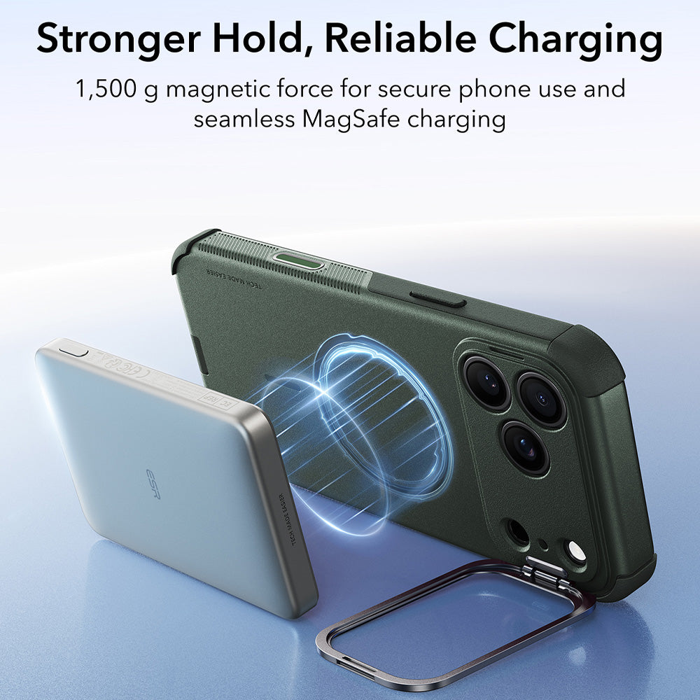 Coque MagSafe pour Apple iPhone 18 Pro / 17 Pro, ESR, Cyber Armor Kickstand, Vert