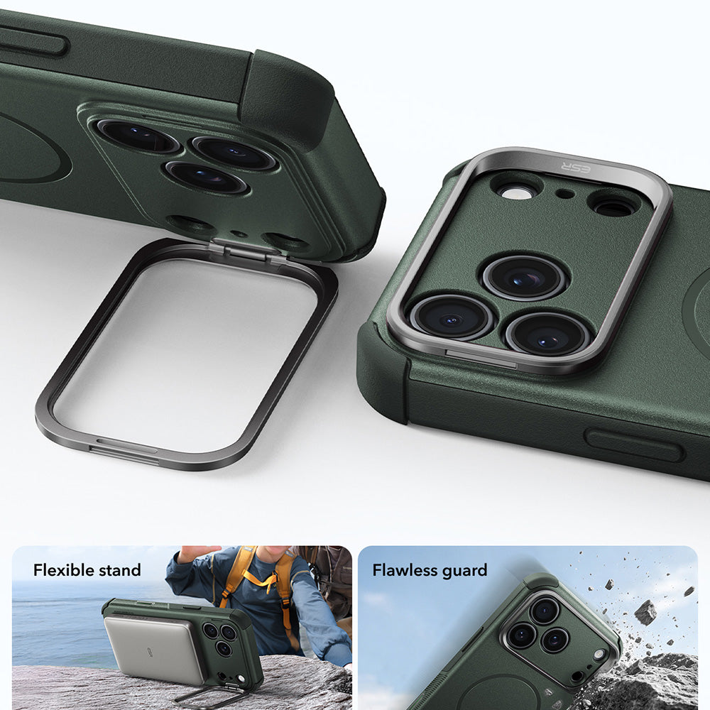 Coque MagSafe pour Apple iPhone 18 Pro / 17 Pro, ESR, Cyber Armor Kickstand, Vert