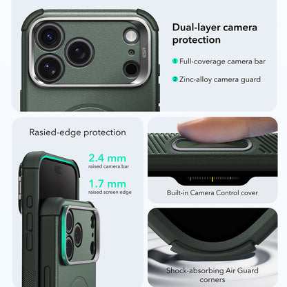 Coque MagSafe pour Apple iPhone 18 Pro / 17 Pro, ESR, Cyber Armor Kickstand, Vert