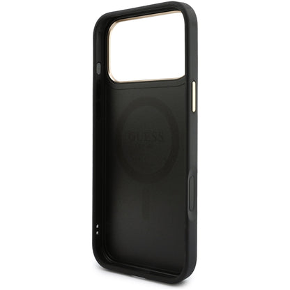 MagSafe-hoesje voor Apple iPhone 18 Pro / 17 Pro, Guess, 4G Cardslot & Big Strap, zwart