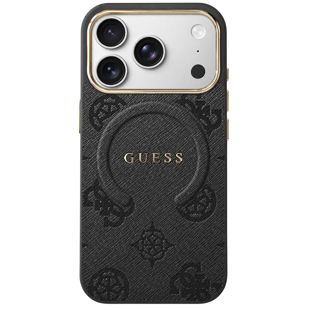 Coque MagSafe pour Apple iPhone 18 Pro / 17 Pro, Guess, Logo Classique 4G en Relief, Noire
