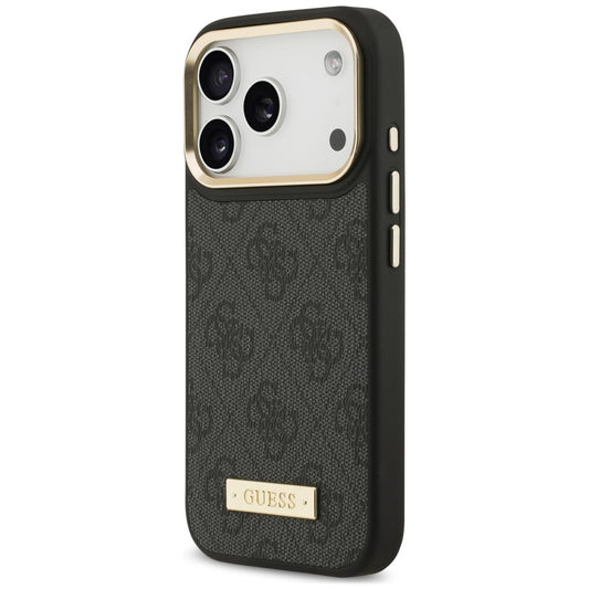 MagSafe-hoesje voor Apple iPhone 18 Pro / 17 Pro, Guess, 4G Logo Plate, zwart