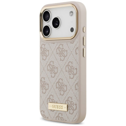 Coque MagSafe pour Apple iPhone 18 Pro / 17 Pro, Guess, plaque logo 4G, rose