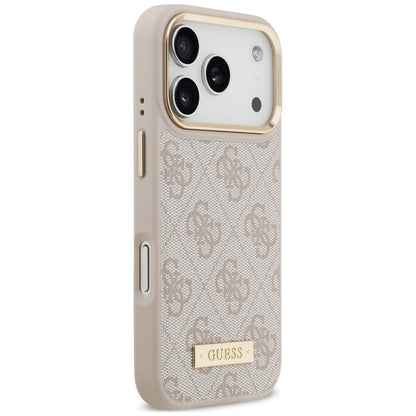 Coque MagSafe pour Apple iPhone 18 Pro / 17 Pro, Guess, plaque logo 4G, rose