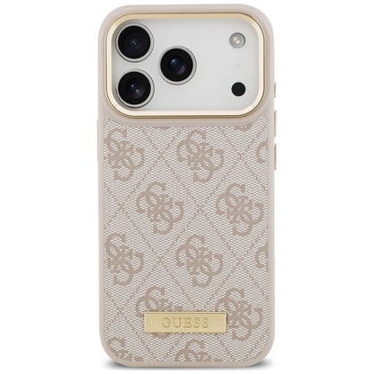 Coque MagSafe pour Apple iPhone 18 Pro / 17 Pro, Guess, plaque logo 4G, rose