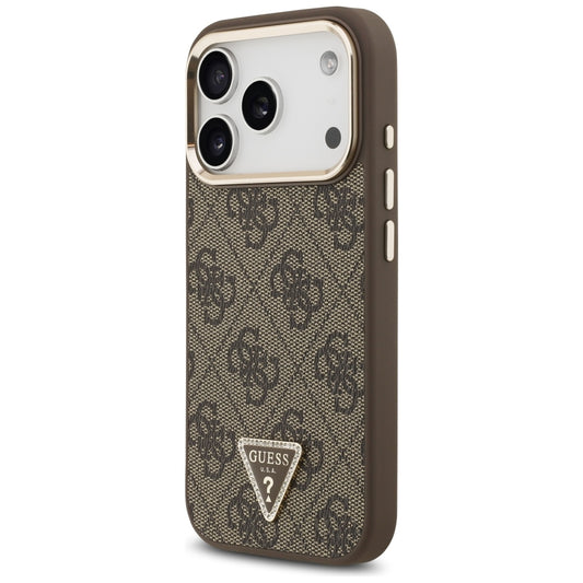 MagSafe-hoesje voor Apple iPhone 18 Pro / 17 Pro, Guess, 4G Triangle Logo, Bruin