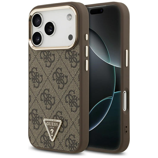 MagSafe-hoesje voor Apple iPhone 18 Pro / 17 Pro, Guess, 4G Triangle Logo, Bruin