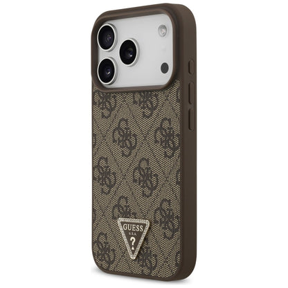 MagSafe-Hülle für Apple iPhone 18 Pro / 17 Pro, Guess, 4G Triangle Strass, Braun