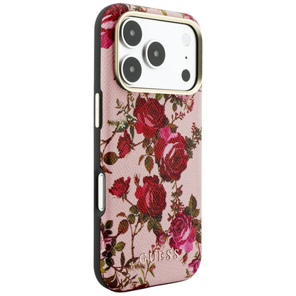 Coque MagSafe pour Apple iPhone 18 Pro / 17 Pro, Guess, Blossom Roses Print, rose