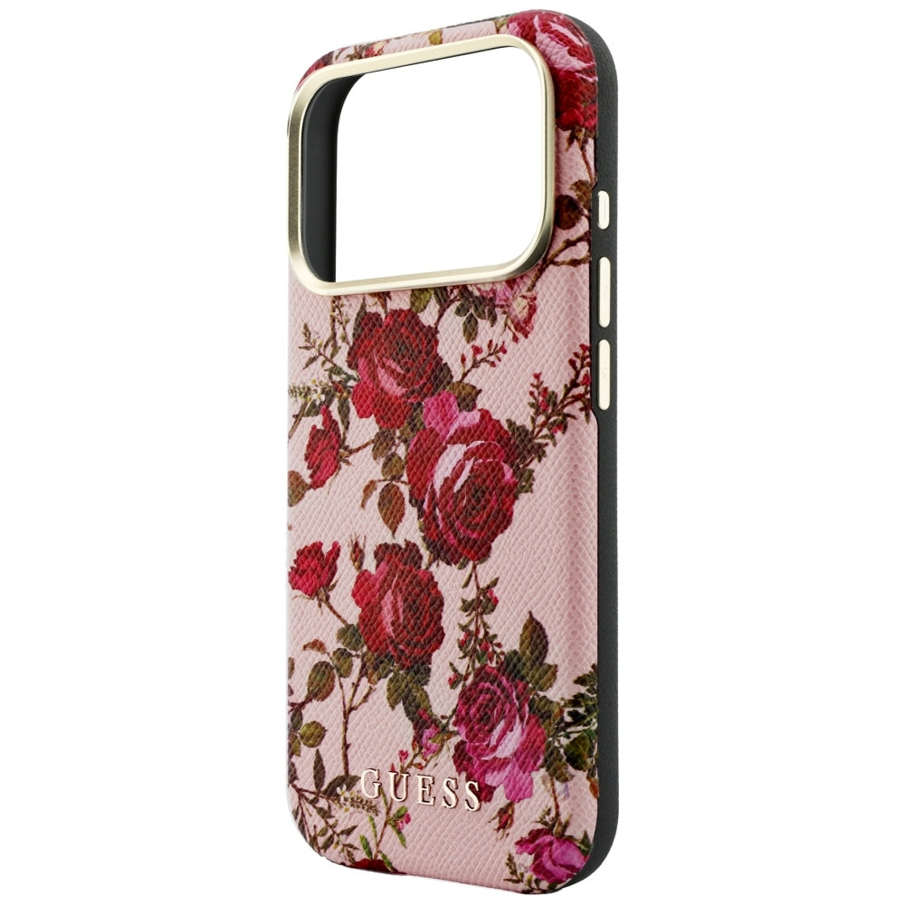 Coque MagSafe pour Apple iPhone 18 Pro / 17 Pro, Guess, Blossom Roses Print, rose