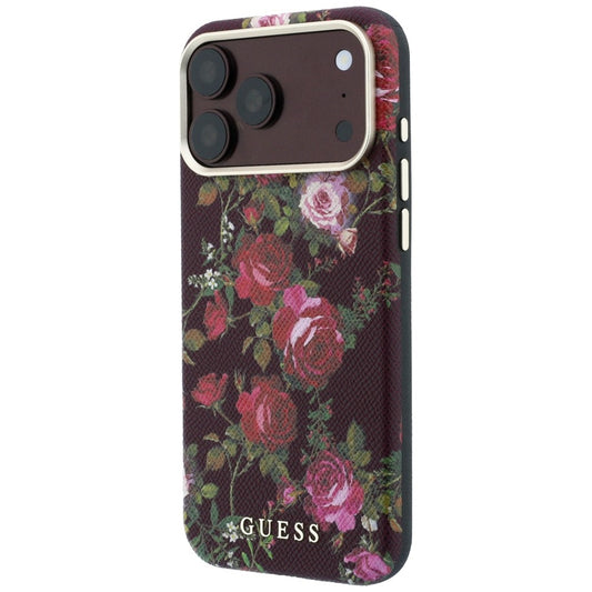 MagSafe-hoesje voor Apple iPhone 18 Pro / 17 Pro, Guess, Blossom Roses Print, bordeauxrood