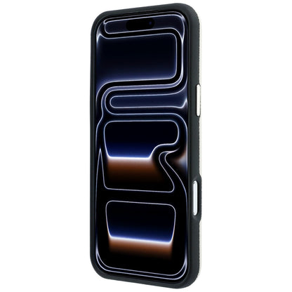 Coque MagSafe pour Apple iPhone 18 Pro / 17 Pro, Guess, Logo Strass Rond Grainé, Beige