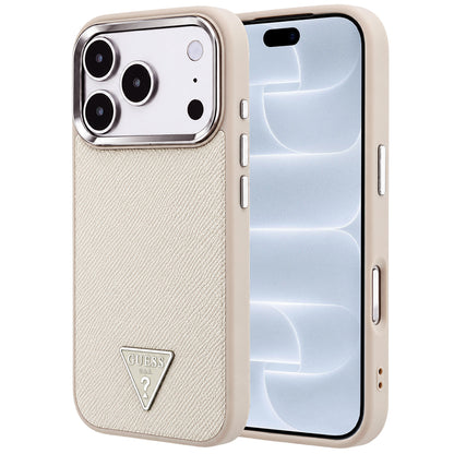 MagSafe-hoesje voor Apple iPhone 18 Pro / 17 Pro, Guess, Gegranuleerd Driehoek Logo, Beige