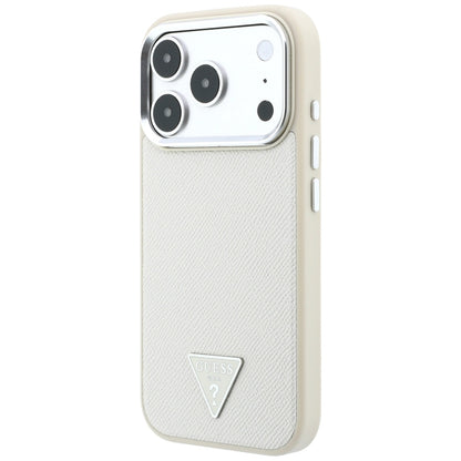MagSafe-hoesje voor Apple iPhone 18 Pro / 17 Pro, Guess, Gegranuleerd Driehoek Logo, Beige