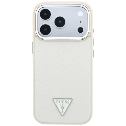 MagSafe-hoesje voor Apple iPhone 18 Pro / 17 Pro, Guess, Gegranuleerd Driehoek Logo, Beige