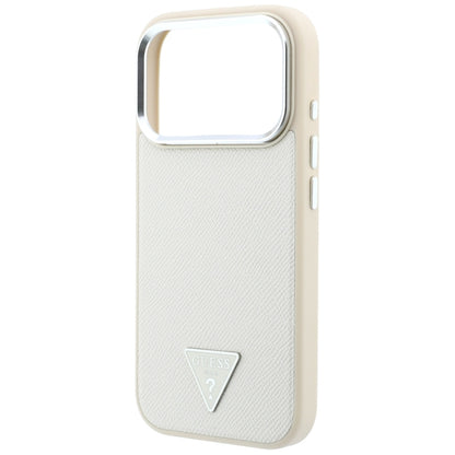 MagSafe-hoesje voor Apple iPhone 18 Pro / 17 Pro, Guess, Gegranuleerd Driehoek Logo, Beige