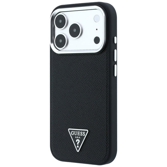 Coque MagSafe pour Apple iPhone 18 Pro / 17 Pro, Guess, Logo Triangle Grainé, Noire