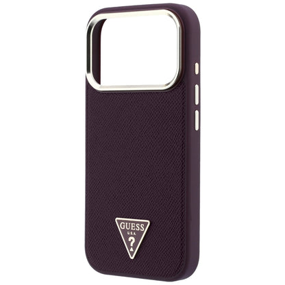 MagSafe-hoesje voor Apple iPhone 18 Pro / 17 Pro, Guess, Gegranuleerd Driehoek Logo, Wijnrood