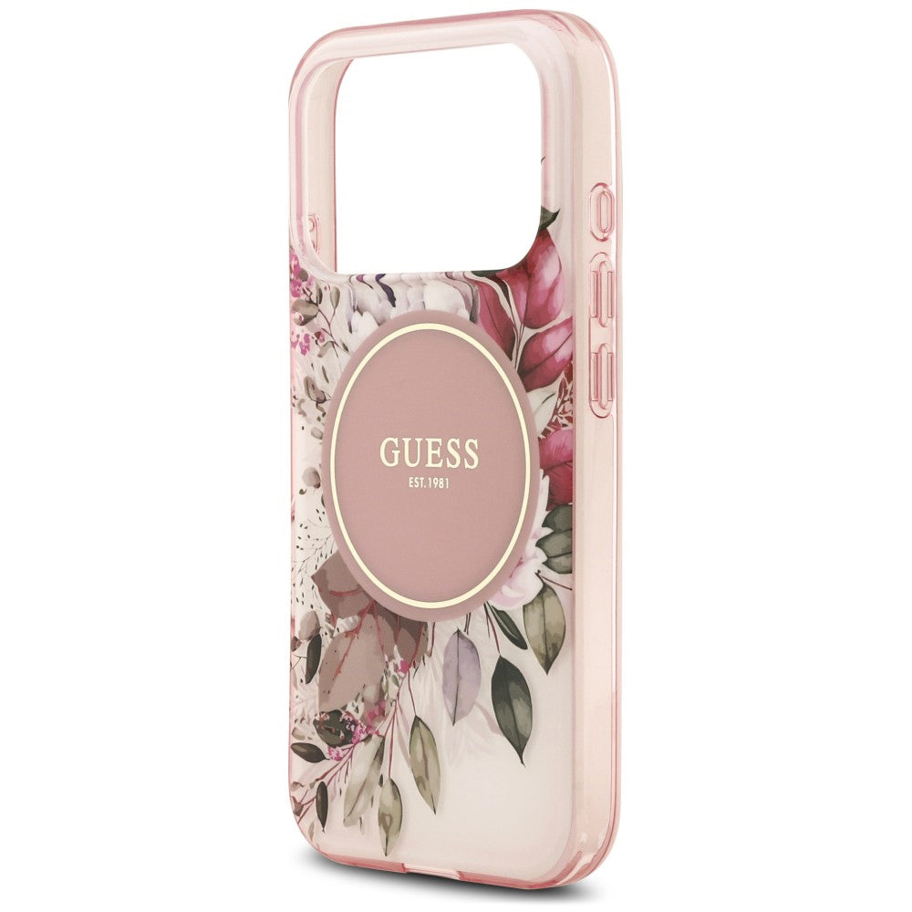 MagSafe-hoesje voor Apple iPhone 18 Pro / 17 Pro, Guess, IML Flower & Tonal Circle, roze