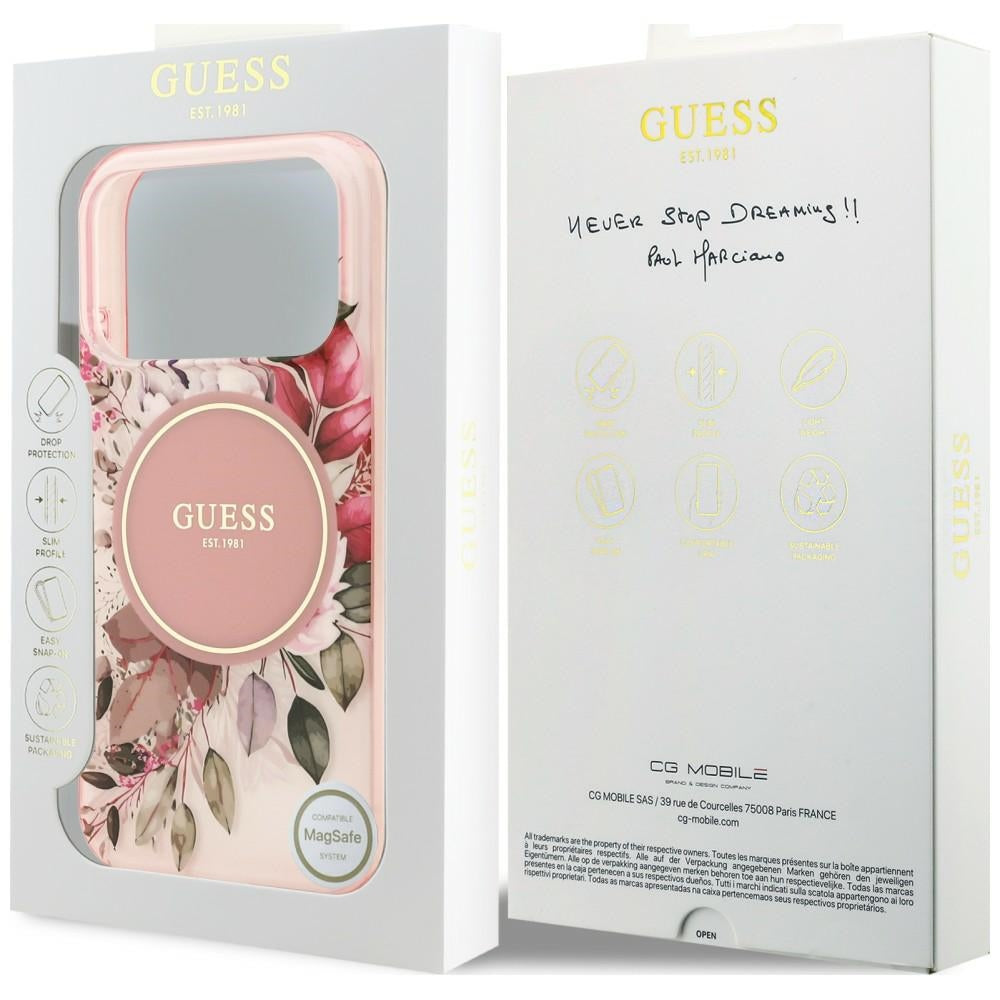 MagSafe-hoesje voor Apple iPhone 18 Pro / 17 Pro, Guess, IML Flower & Tonal Circle, roze