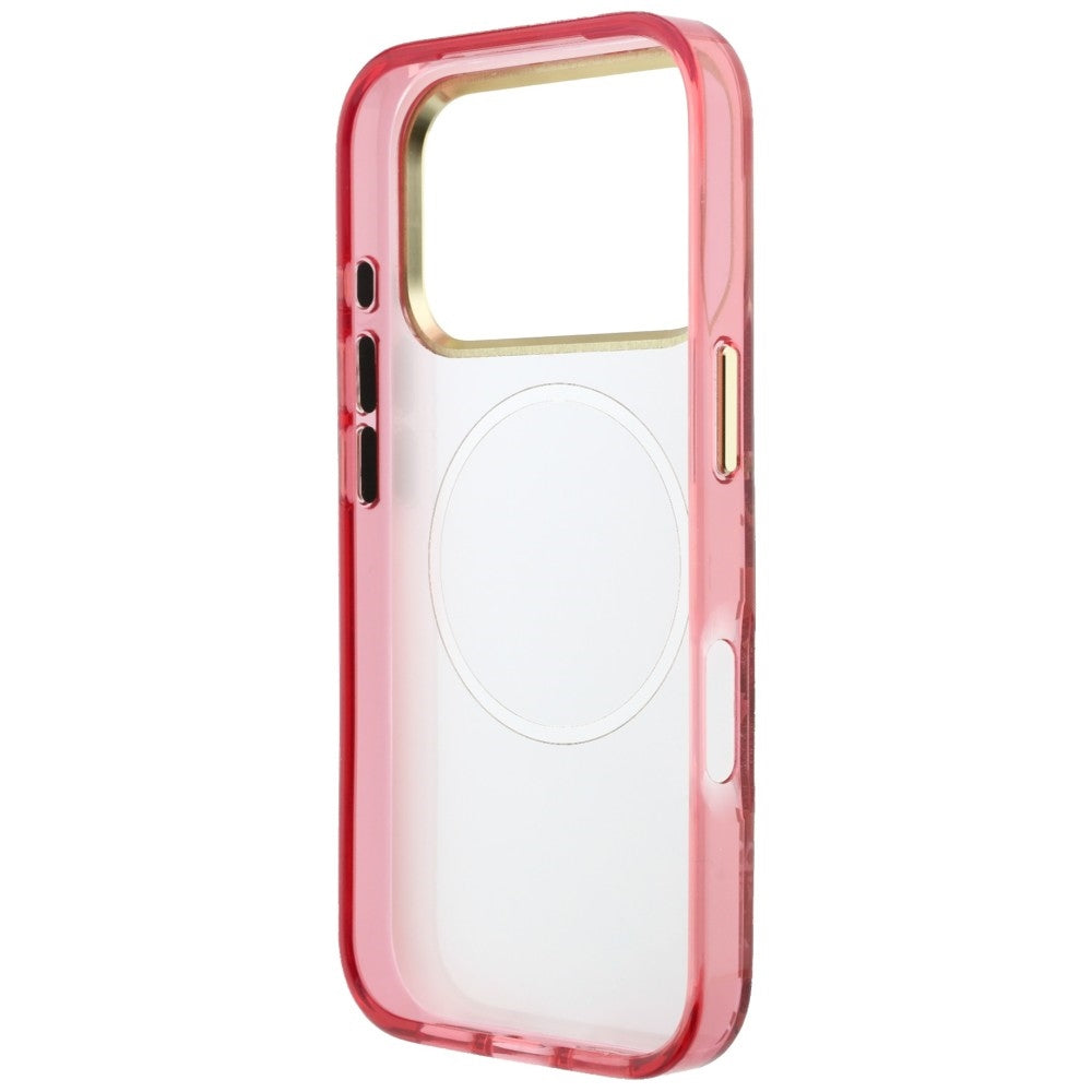 Coque MagSafe pour Apple iPhone 18 Pro / 17 Pro, Guess, IML Glitter Blossom Roses, Cerise