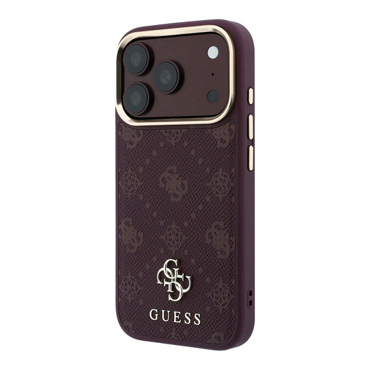 MagSafe-hoesje voor Apple iPhone 18 Pro / 17 Pro, Guess, Peony 4G Small Logo, Wijnrood