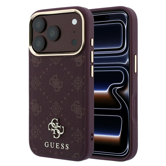 MagSafe-hoesje voor Apple iPhone 18 Pro / 17 Pro, Guess, Peony 4G Small Logo, Wijnrood