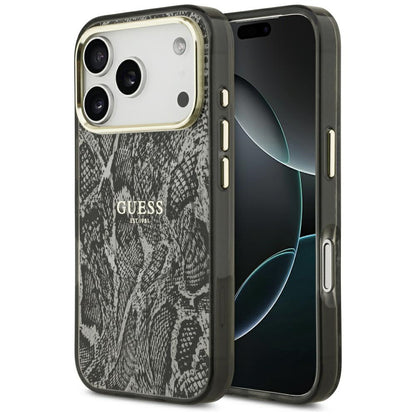 Coque MagSafe pour Apple iPhone 18 Pro / 17 Pro, Guess, Motif Python, Noire